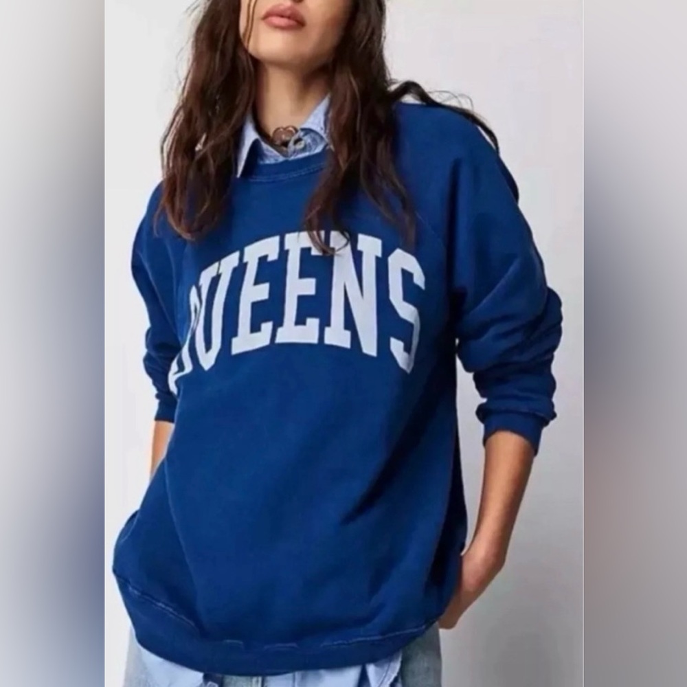 Free People Retro Crew QUEENS Sweatshirt